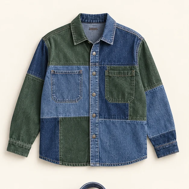 Men’s reworked patchwork overshirt